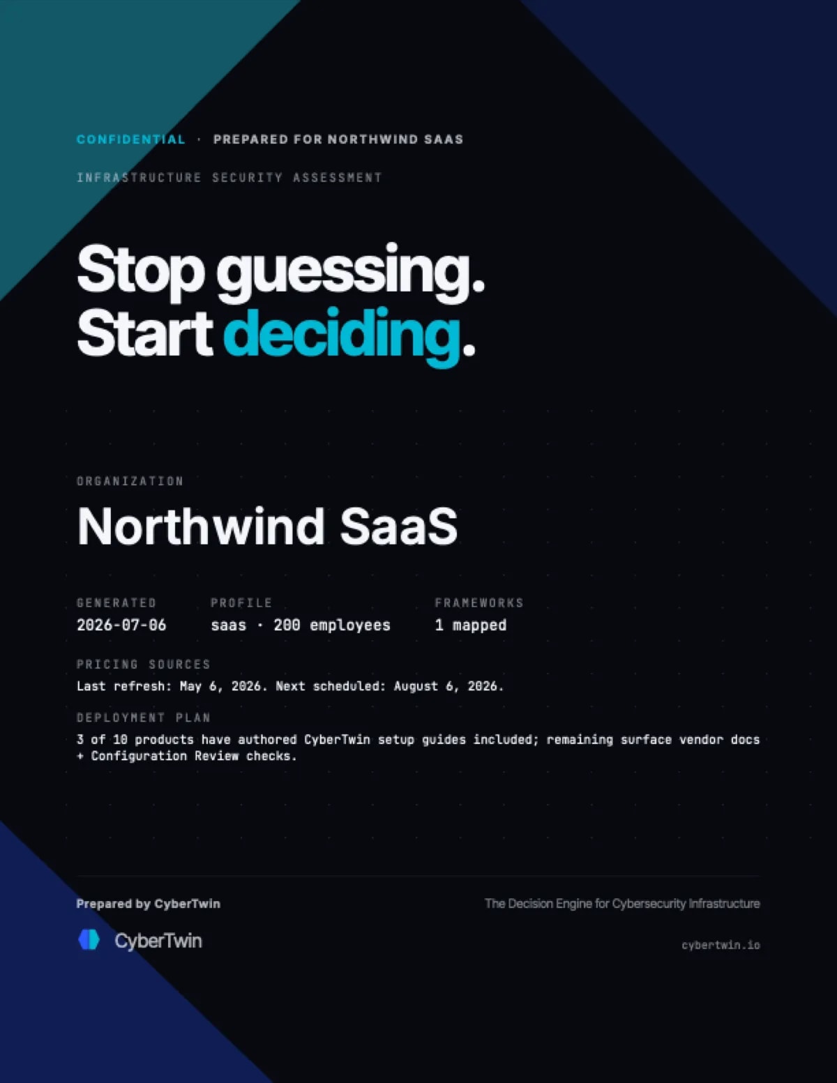 Compliance report — first page, rendered from the seeded sample environment.